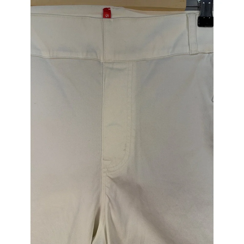 SPANX White Wide Leg Crop Pants 1X Tall Stretch Twill Tummy Control Pull On